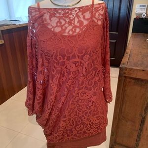 Brick Orange tank lace mini dress multi way M